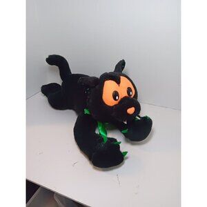 Vintage Rare Good Stuff Halloween Scaredy Cat Stuffed Animal Black Orange 15"